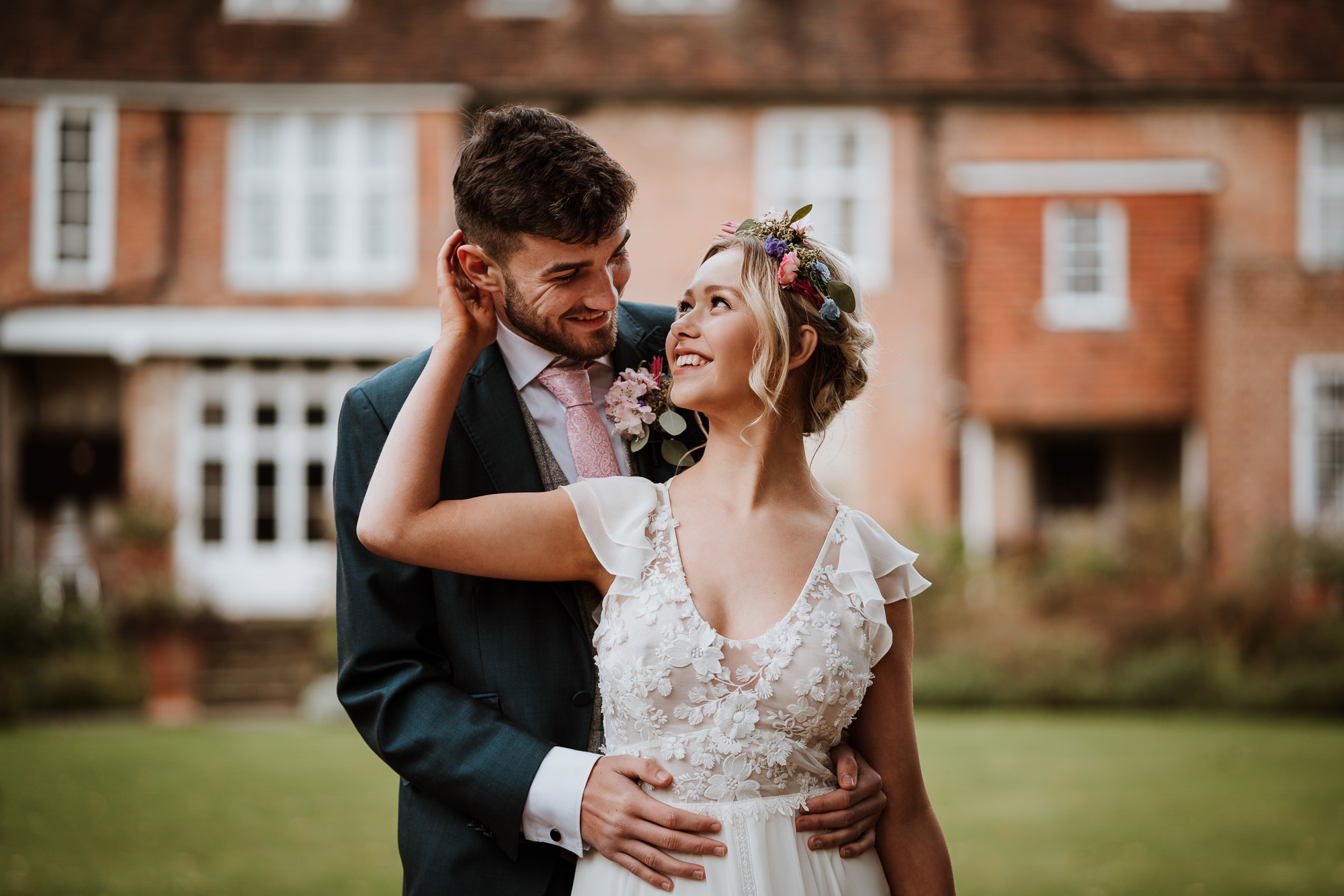 Bride and Groom at Great Comp Garden kent wedding venue